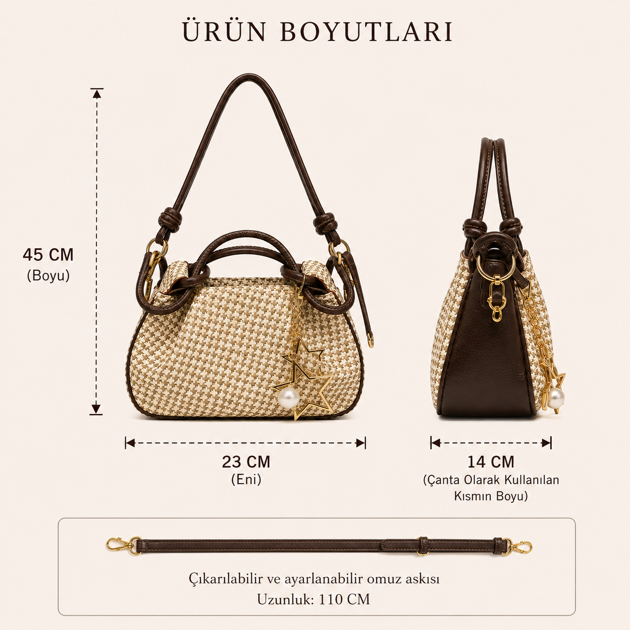 Cynora Jersey Hasır Günlük Kol Çantası (1065)
