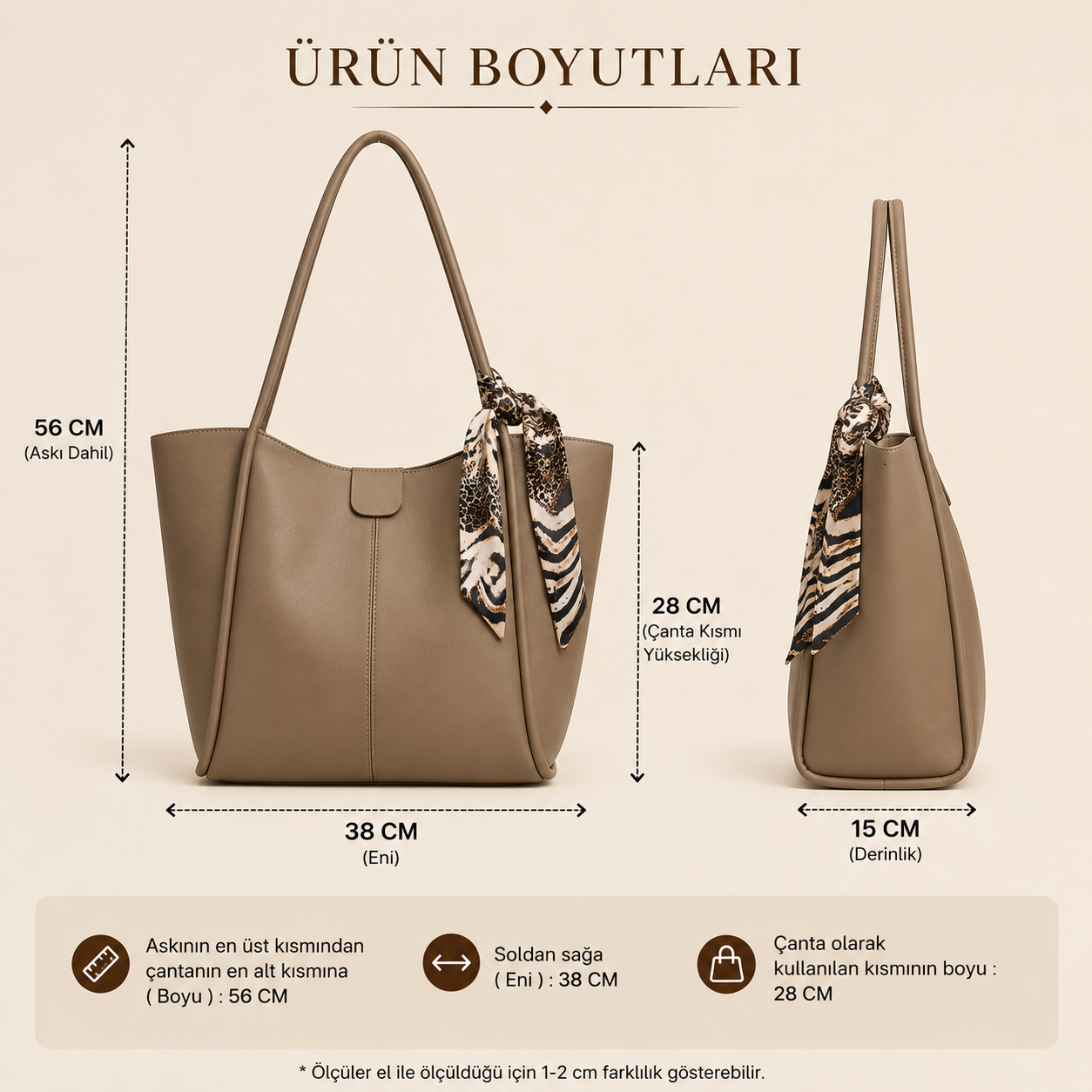 Cynora Classy Tote Detaylı Kol Çantası (1055)